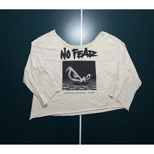 NO FEAR x H&M Boxy Chopped Long Sleeve T-Shirt White Streetwear Medium